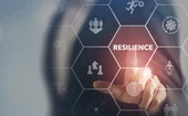 resilience is written on a screen, with the word surrounded by other symbols of operational risk
