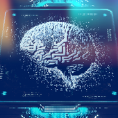 A digital brain is being scrutinised in an electrical-looking system