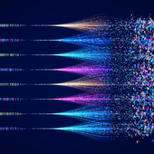 data analytics idea - lots of lines of coloured binary code