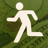 Japan exit sign over currency