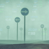 Conflicting signs in a foggy landscape