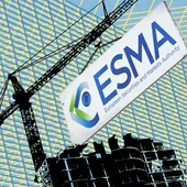 Montage of a skyscraper construction sight with Esma signage being lowered onto the structure