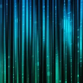 Vertical blue and green digital data streaming lines resembling a curtain