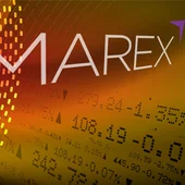 Marex logo and futuristic trading screen montage