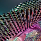 Abstract geometric spiral of illuminated metallic lines forming a dynamic 3D structure, symbolizing AI transformation, scalable data architecture, and the simplification of complex systems into intelligent digital frameworks