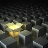 black boxes, but one is open and light is coming out