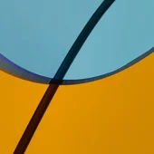 orange and blue curves, cut across by a black line